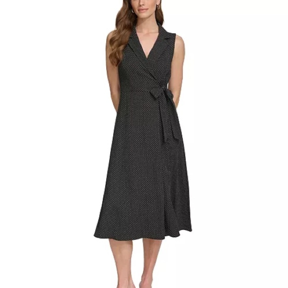 Dkny Women's Printed Tie-Waist Sleeveless A-Line Dress NWT - Picture 4 of 10